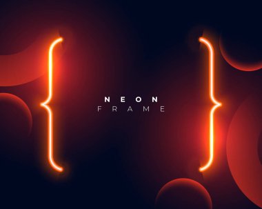 boş uzay vektörüyle parlayan turuncu neon parantez