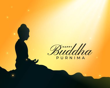 Mutlu Buda Purnima ya da Vesak Günü Dini Arkaplan Tasarım Vektörü