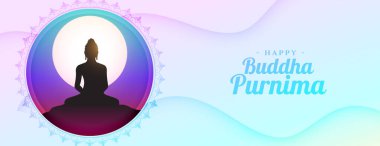happy buddha purnima religious banner for peace and faith vector clipart