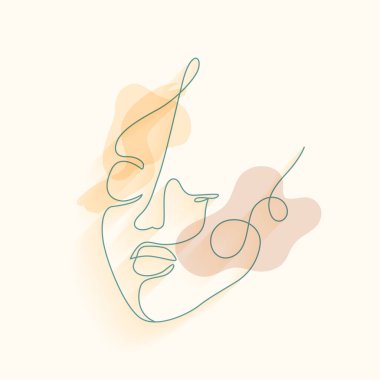 El çizimi aralıksız doğrusal kadın yüz portre tasarım vektörü