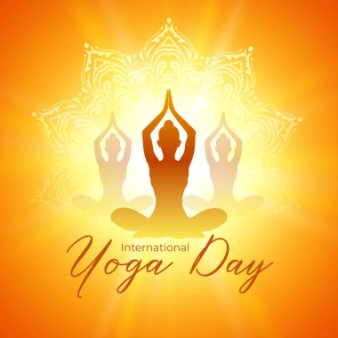 Işık efektli uluslararası yoga günü mandala posteri