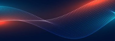 parçacık biçimi vektöründe parlak ve modern web teknolojisi dalgalı arkaplan