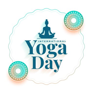 Zindelik ve barış vektörü için 21 Haziran yoga günü beyaz arkaplan