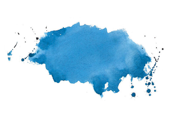 абстрактный синий цвет чернил брызги фона в ручной росписи вектор стиля