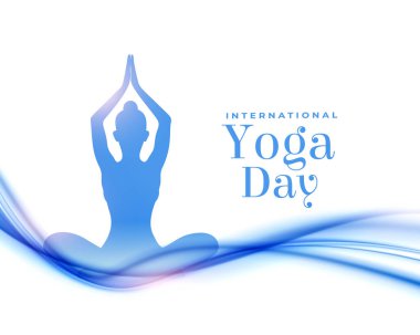 Dalgalı stil vektörüyle uluslararası yoga günü posteri