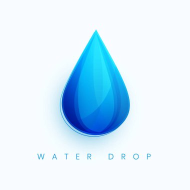 Beyaz arkaplan tasarım vektöründe izole edilmiş mavi su damlası