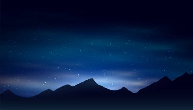 Huşu uyandıran güzellik baş döndürücü gece gökyüzü bayrağı dağ ve yıldız vektörü
