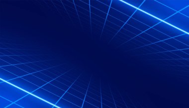 Neon biçimli vektörde parlayan ızgara çizgileri geometrik duvar kağıdı 