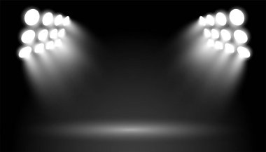 parlak stüdyo odak ışık etkisi koyu arkaplan vektörü