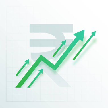 Büyüme oklu Hindistan dijital rupisi finansal istikrar vektörünün bir işareti.