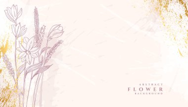 çizgi sanat çiçeği ve botanik yapraklar soyut arkaplan vektörü 