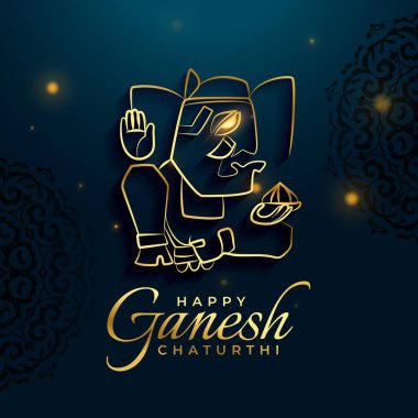 premium ganesh chaturthi wishes background with golden lord ganesh vector clipart