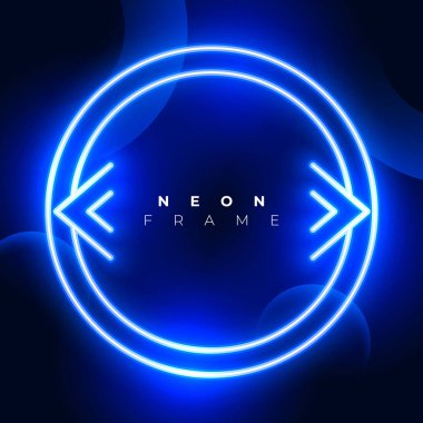 Mavi renk vektörüyle parlayan parlak neon çerçeve