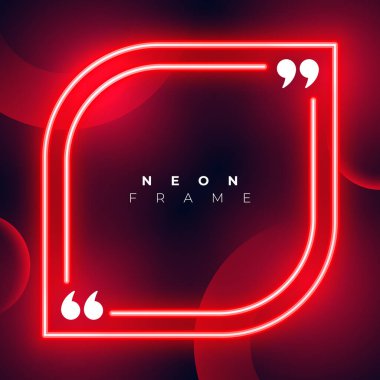 soyut kırmızı neon geometrik çerçeve tırnak işareti vektörü