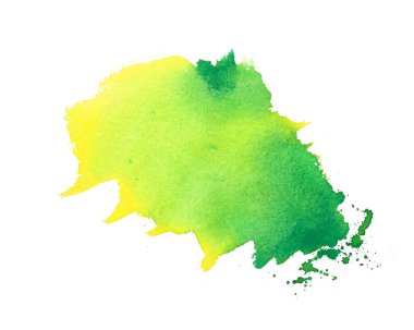 sarı ve yeşil suluboya leke dokusu arkaplan tasarım vektörü