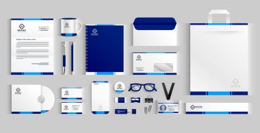 Sunum vektörü için kurumsal iş kırtasiye broşürü koleksiyonu