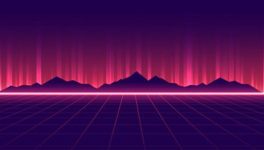 Dağ tasarım vektörlü 80 'lerin retro-bilim-kurgu geometrik arkaplanı