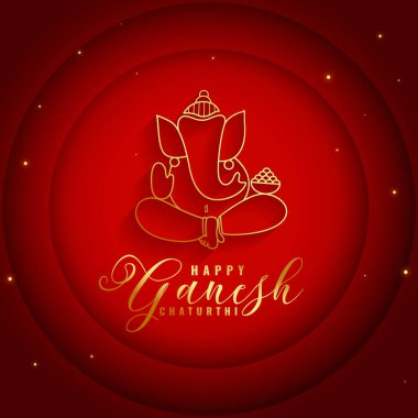 ganesh chaturthi festive red background with golden lord ganpati vector clipart