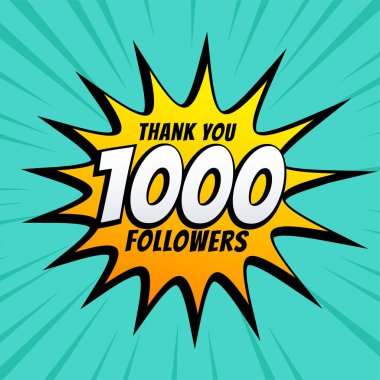 komik biçim 1k veya 1000 sosyal medya abonesi web kanalı pazarlama vektörü için arka plan