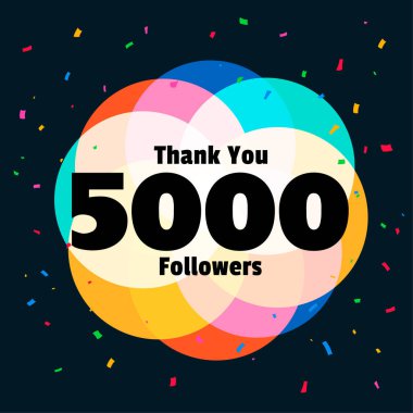 Teşekkürler 5k dijital aboneler renkli konfeti vektörüyle geçmiş kutlamalarını yapıyorlar.