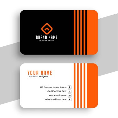 Şirket siyah ve turuncu zarif kart şablonu vektörü