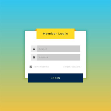 Web profili erişim vektörü için üye giriş formu şablonu