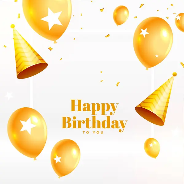 stock vector happy birthday eve invitation card with realistic golden balloons and hat vector