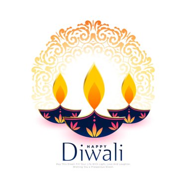 shubh diwali artistik diya tebrik kartı tasarım vektörü