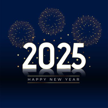 Mutlu yıllar 2025 havai fişek kutlaması arka plan tasarım vektörü