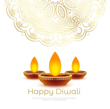 Mutlu diwali bayram beyaz arka planı diya vektörü ile