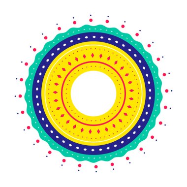 Hint tarzı etnik dairesel mandala rangoli tasarım vektörü