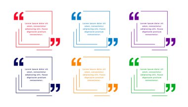 Sosyal medya post vektörü için alıntı işareti şablonu koleksiyonu