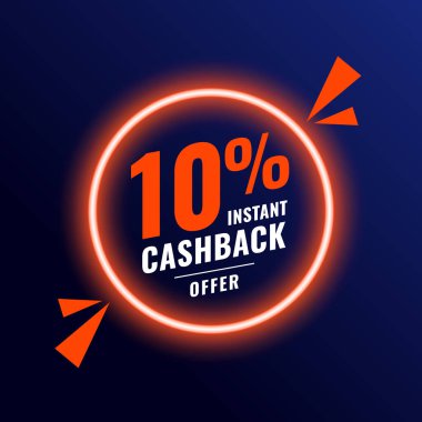 Neon etkisi vektörlü anlık nakit ödeme ikramiyesi şablonu