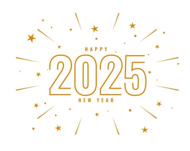 lineart altın 2025 yeni yıl arkaplanı patlayan yıldız vektörü