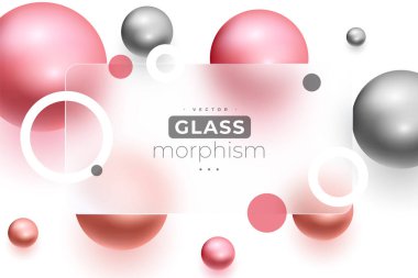 trendy glass morphism wallpaper with 3d geometric sphere design vector clipart