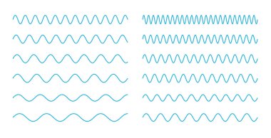 vektör kümesindeki soyut mavi zigzag dalgalı çizgiler