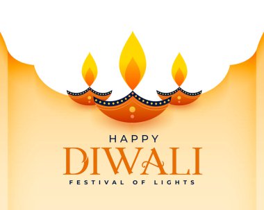 Shubh diwali şenlikli kutlama arka plan vektörü için sanatsal üç diya