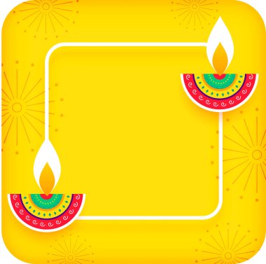 Sanatsal shubh diwali diya sarı arkaplan kopyalanmış uzay vektörü