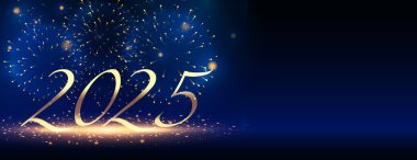 2025 new year firework celebration banner with text space vector clipart