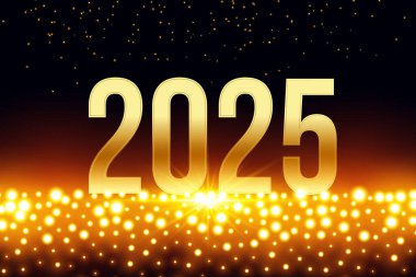 altın 2025 yeni yıl harf arka planı ışıltı etkisi vektörü