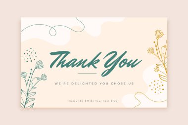 Botanik dekoru vektörlü kişisel teşekkür kartı