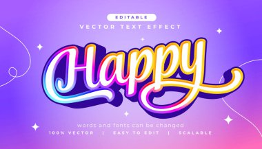 renkli mutlu harfli metin efekti biçim şablonu vektörü