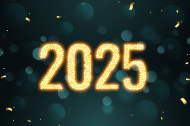 Dekoratif 2025 yeni yıl arkaplanı kopyalama alanı vektörü