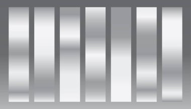 ui / ux element kümesi vektörü için metalik gri gradyan palet koleksiyonu