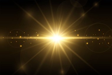 Pırıl pırıl efekt vektörlü parlak altın rengi açık arkaplan
