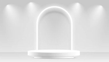 Işık efekti vektörü olan ürün tanıtımı için boş 3d kaide arkaplanı