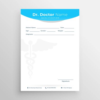 Düz stil doktor reçeteli tıbbi kağıt modelleme broşürü iş reklamları vektörü için