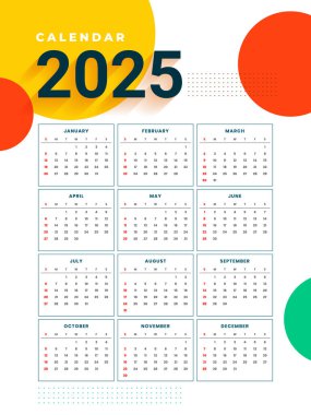 2025 tam sayfa takvim bir ofis kırtasiye vektörü düzenle