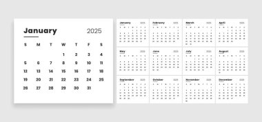 Bireysel ay vektörlü basit 2025 masa takvimi