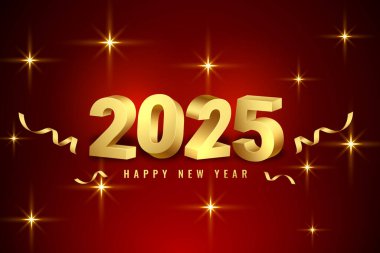 Konfeti vektörlü 3d 2025 yeni yıl şenlik arka planı